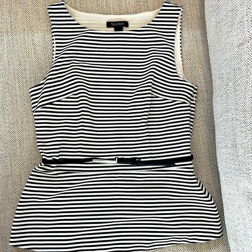 WHBM Peplum top with belt, Size 8.